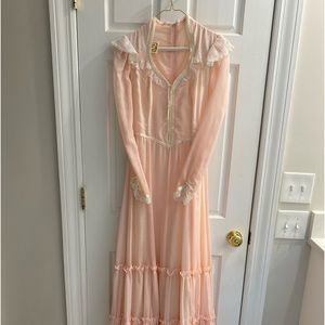 Vintage Prairie-Style Gunne Sax Jessica McClintock 1989s Corset Tiered Dress